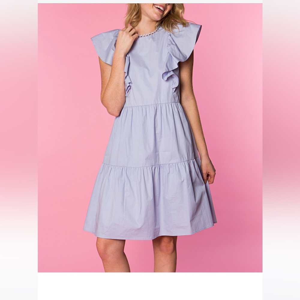 Crosby by Mollie Burch Sea Salt Tiered JoeJoe Flutter-Sleeve Dress size XS NWOT